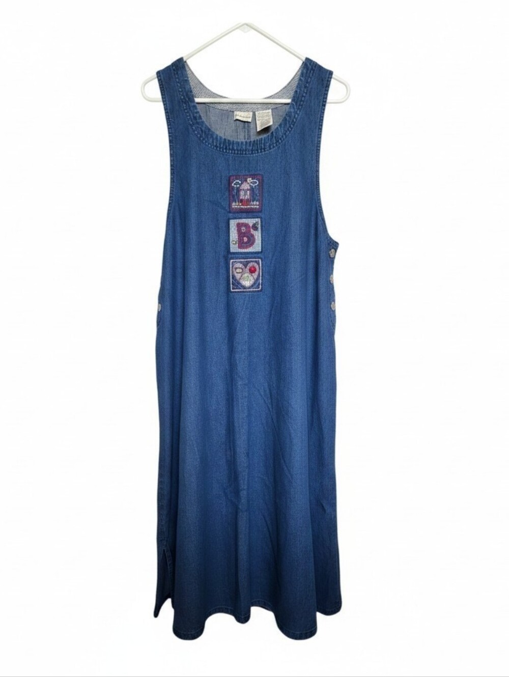 White Stag Denim Maxi Dress with Patch Detail